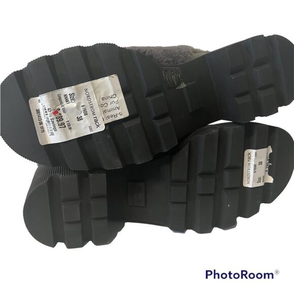 Voile Blanche Loden Faux Shearling Trim Lug Sole Leather Boots Khaki size 38 - Picture 6 of 10